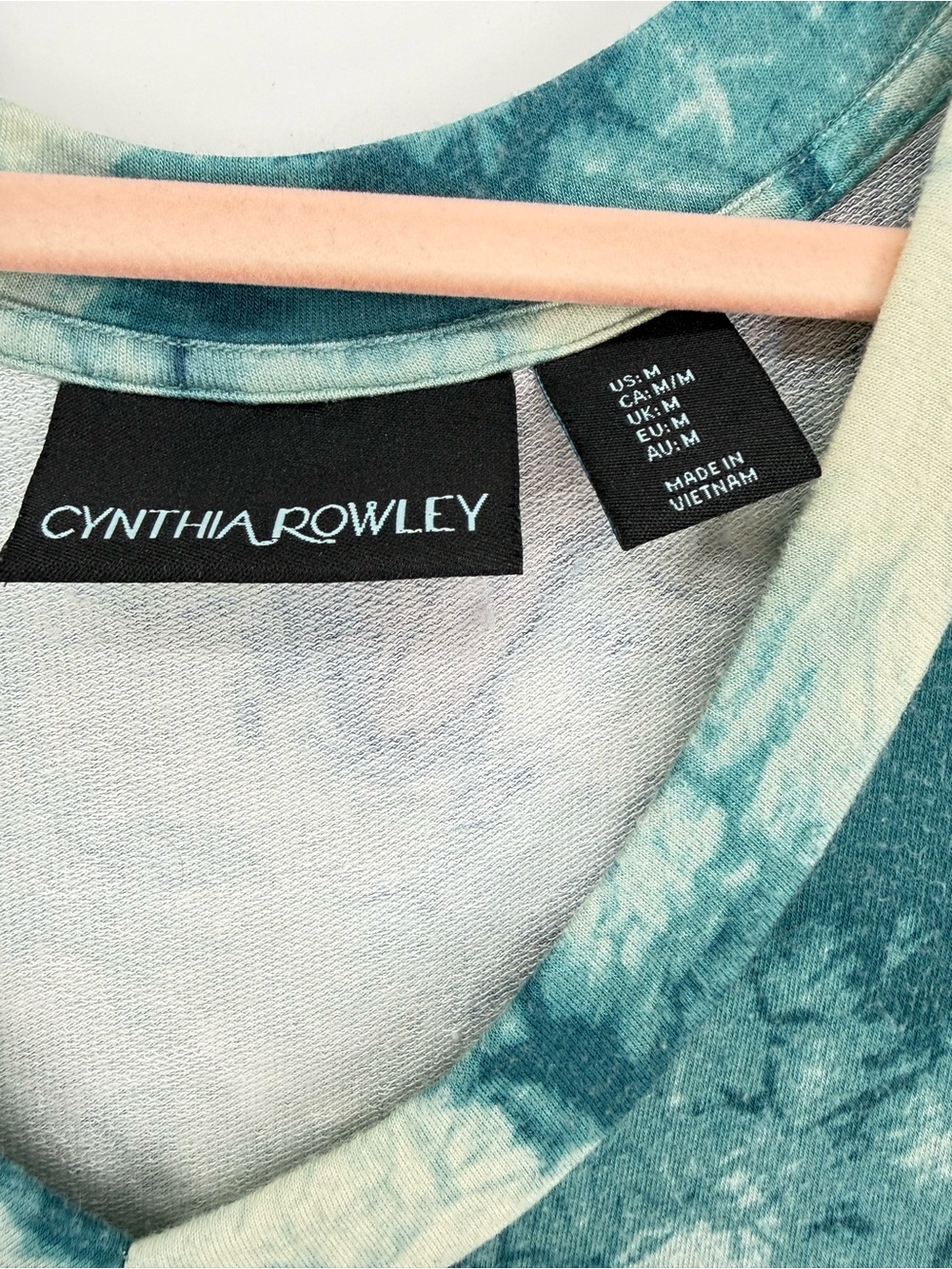 Cynthia Rowley Women Teal Blue Tie Dye T-shirt Dress Short Sleeve Medium MIDI - Picture 2 of 6